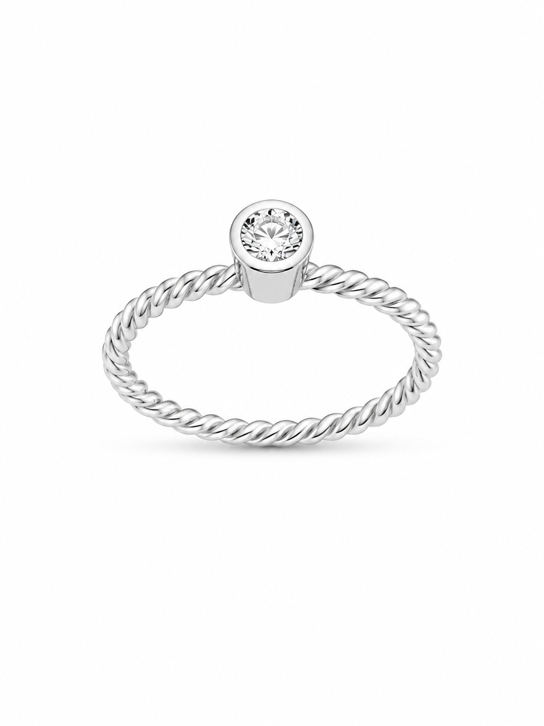 Anel Trabalhado Pedra Cristal 4mm