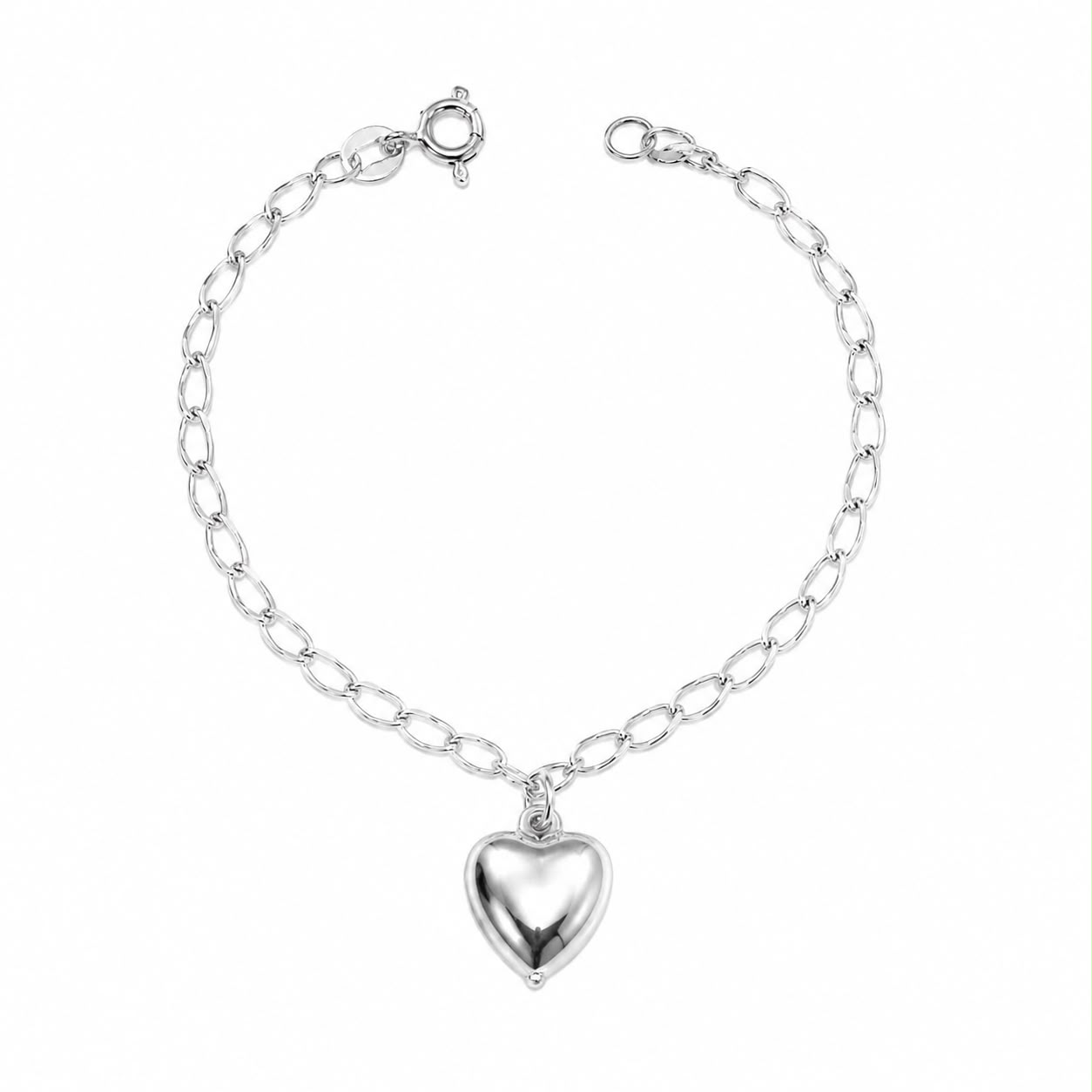 Pulseira Infantil Um Coracao Abaulado 1,2g