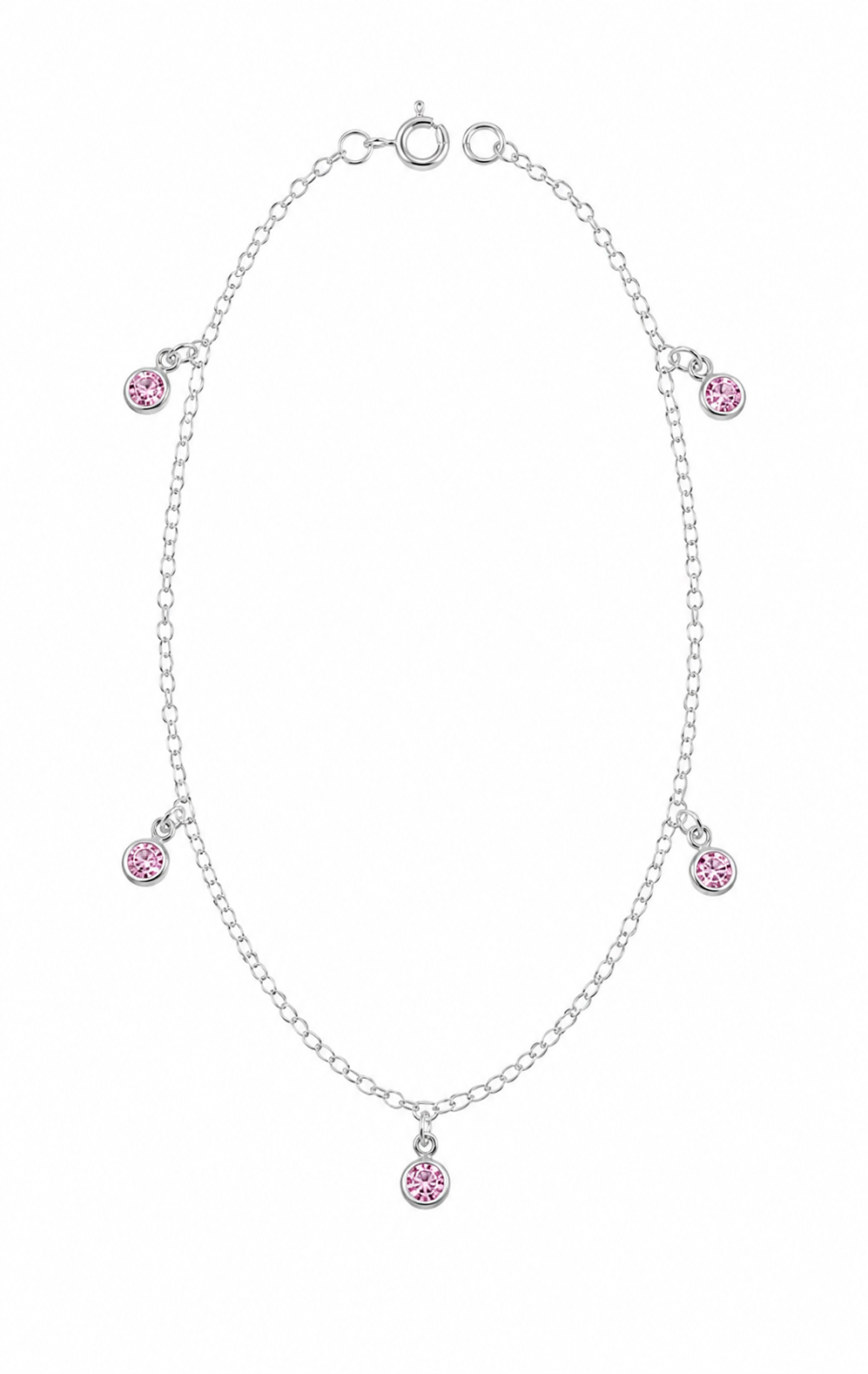Tornozeleira Pedras Rosa Penduradas 2g