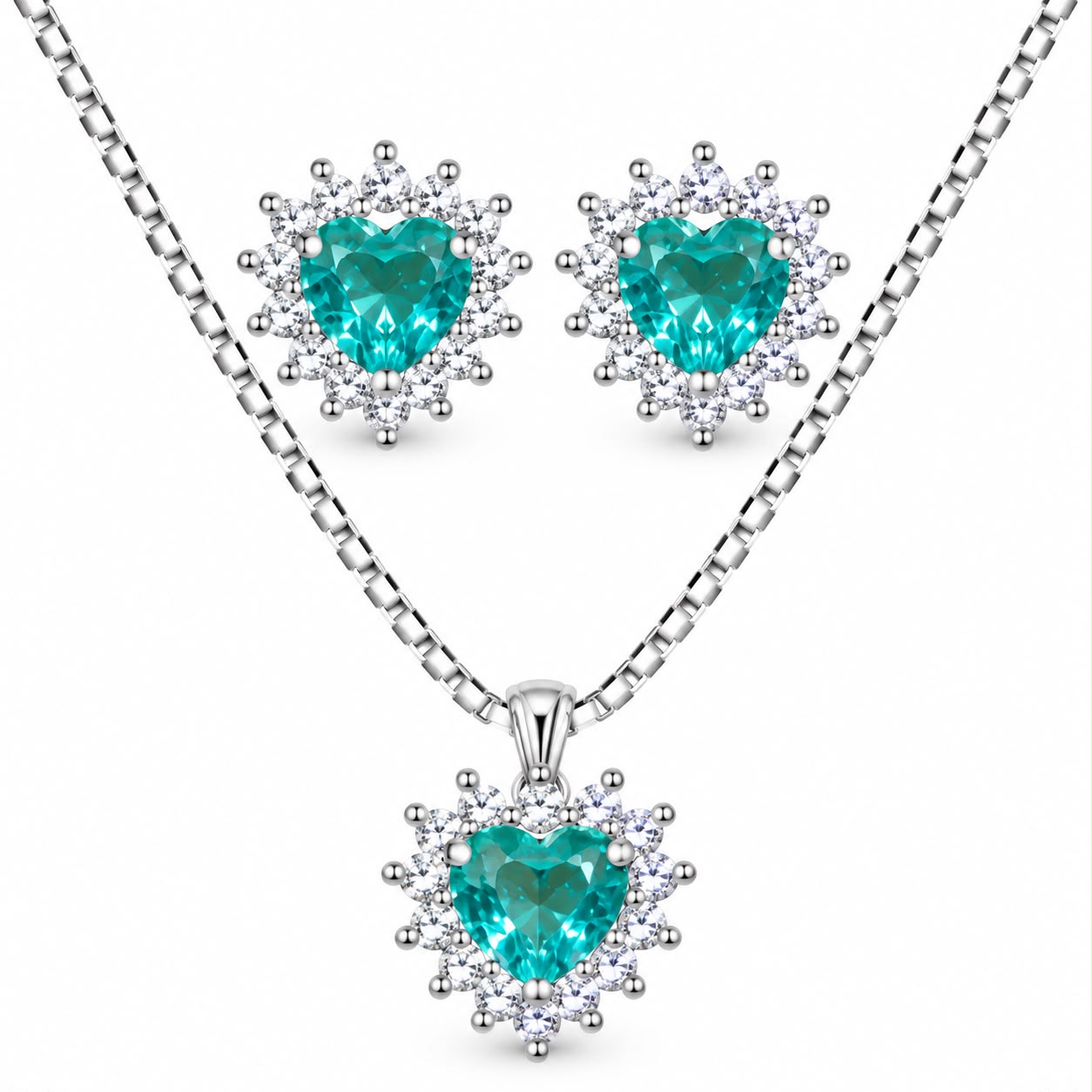 Conjunto coracao turmalina  Cravejado
