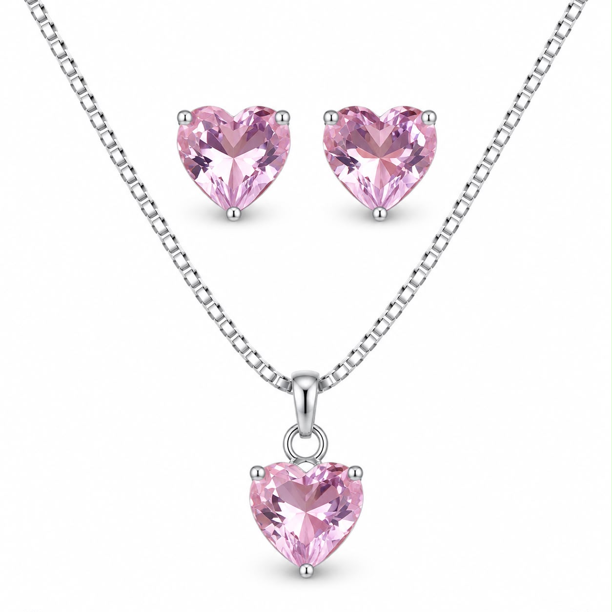 Conjunto Coracao rosa claro 6mm